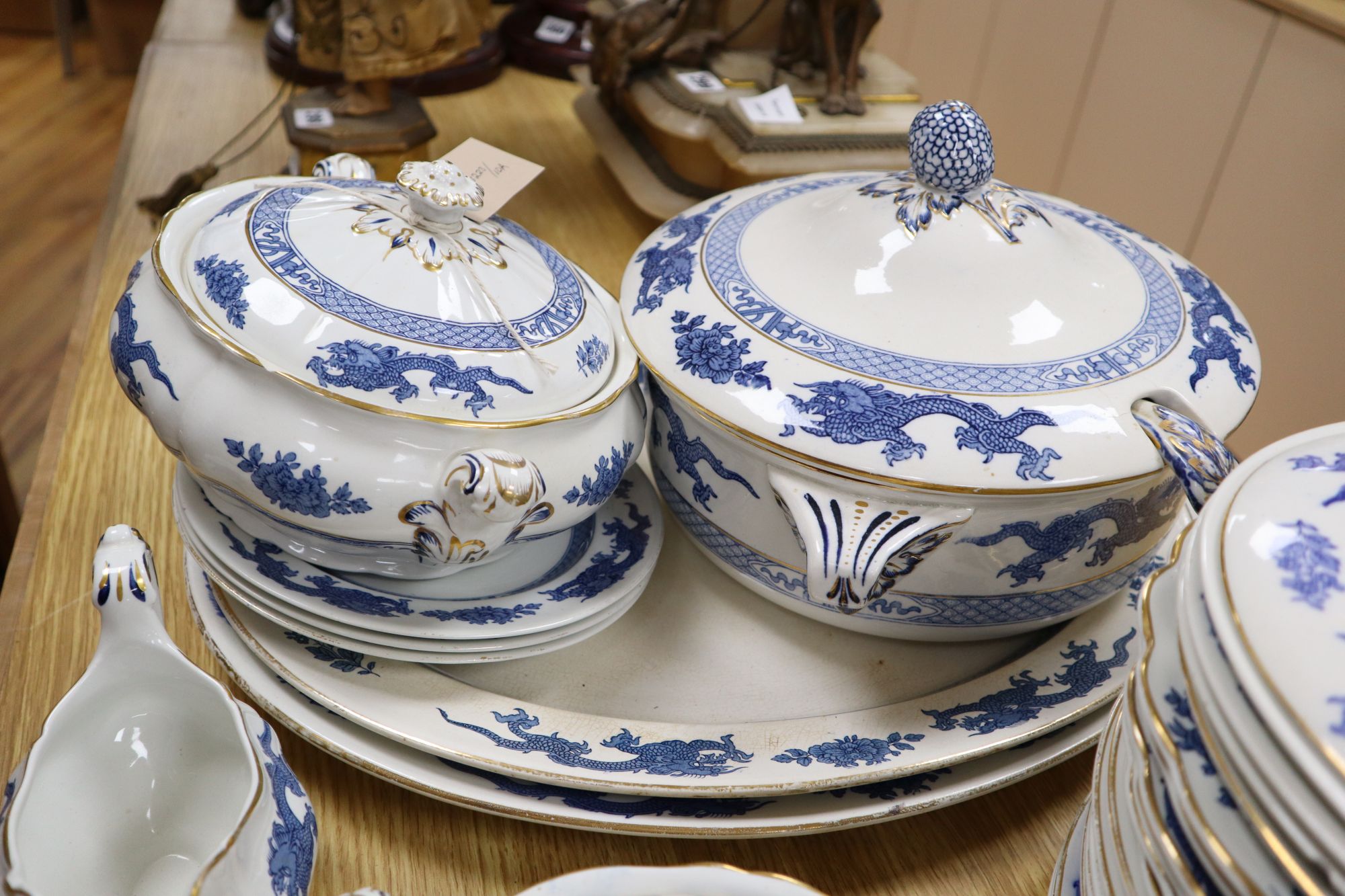 A Booths blue and white dragon pattern part service